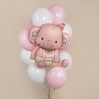 Фигура Слоник в колпачке, Розовый +10 шариков 