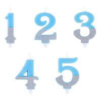 Свечи-цифры Голубой блеск 7,5см