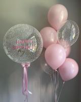 Красивая композиция с баблсом и фонтаном из шаров