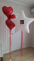 Звезда с фото и надписью и красные сердца