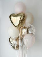 Красивый фонтан из золотых и розовых шаров