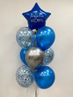 Фонтан из синих и серебряных шаров со звездой