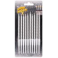 Свечи для торта серебро с подставкой