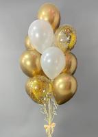 Фонтан из золотых и белых шаров 