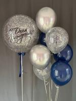 Большой шар с конфетти и фонтаном из шаров