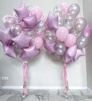 Большой нежно розовый фонтан из шаров