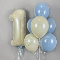 Цифра один и фонтан из шаров