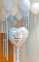 Большое сердце с надписью и шары в потолок