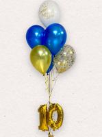 Маленькая цифра десять с фонтаном из шаров